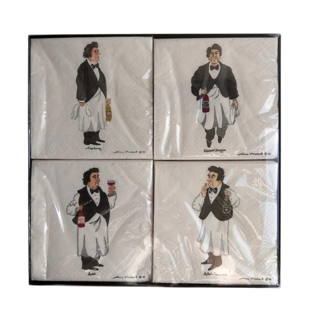 Guy Buffet's Wine Guys Beverage Napkin Gift Box Set NIB